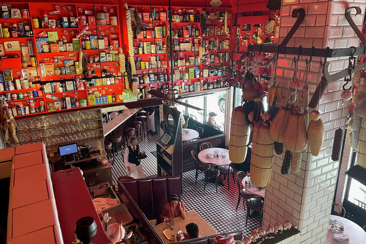 A view inside of the Stinking Rose restaurant, now located on the other side of Columbus Avenue from its original location. 